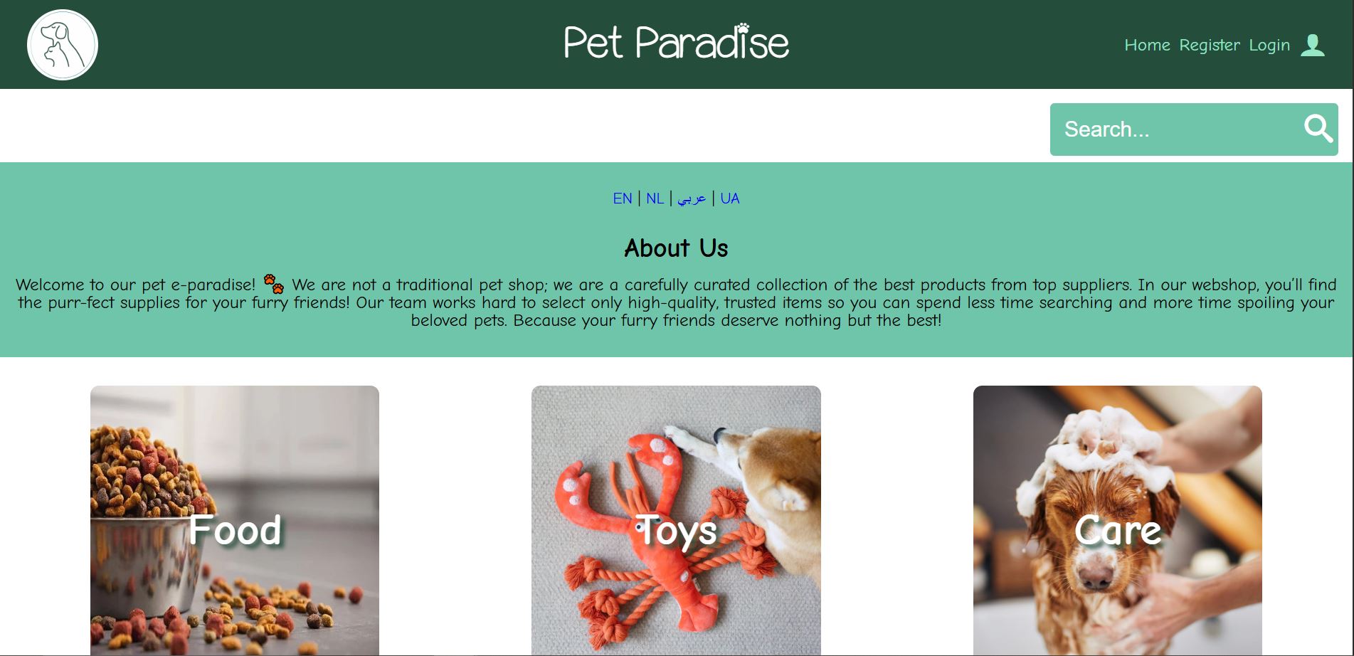 Pet Paradise project screenshot